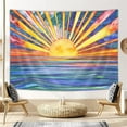 thumbnail image 2 of Boho Sun Ocean Tapestry, Funny Hippie 70S Sunrise Sunset Classroom Tapestry for Bedroom, Retro Colorfull Rainbow Aesthetic Wall Tapestry Hanging Home Room Bedroom College Dorm, 60X40IN, 2 of 3
