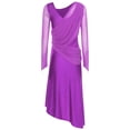 thumbnail image 4 of Sholeno Lyrical Dance Dress for Women V-neck Long See-through Sleeves Rhinestone Modern Contemporary Purple XL, 4 of 7
