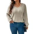 thumbnail image 2 of Sucegi Plus Size Women's Loose-Fit Ribbed Hoodie (1X-5X) - Effortlessly Create a Stylish Look and Enjoy Ultimate Comfort, 2 of 5