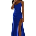 thumbnail image 6 of Hvot&aat Womens Spaghetti Straps Cowl Neck Satin Maxi Dress Sexy Backless Ruched High Slit Wedding Guests Cocktail Dresses, 6 of 6