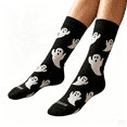 thumbnail image 6 of Huowey Halloween Socks For Men Women Crew Socks Ghost Pattern Halloween Gift Fall Winter Cozy Festival Party Socks,Black, 6 of 6