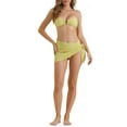 thumbnail image 2 of Conjuntos de bikini de 3 piezas Inspire Chic para mujer, con anillo O, parte superior bandeau, parte inferior triangular y cubre bañador, trajes de baño, talla X-Large, color amarillo, 2 of 5