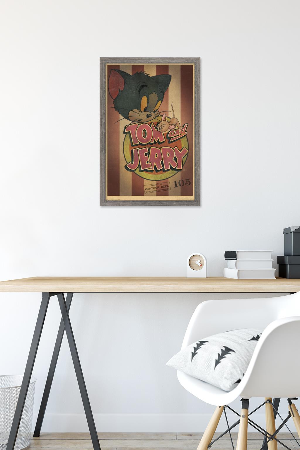 Tom And Jerry - Stripes Wall Poster, 14.725" x 22.375", Framed