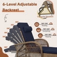 thumbnail image 3 of OUINCH Outdoor Wicker Lounge Chair with Cushion, 6-Position Adjustable Patio Chaise Lounge, All Weather Lay Flat Pool Sunbathing Recliner Chair, Armrest and Head Pillow, Fade-Resistant, Navy Blue, 3 of 8
