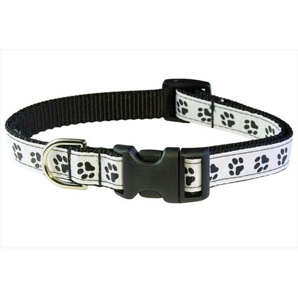 Sassy Dog Wear PUPPY PAWS-BLACK-WHT2-C PUPPY Paws Collier pour Chien - Black & Blanc - Petit