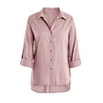 thumbnail image 3 of Long Sleeve Women Striped Printed Blouse Spring Fall Casual Lapel Casual Tops, 3 of 4