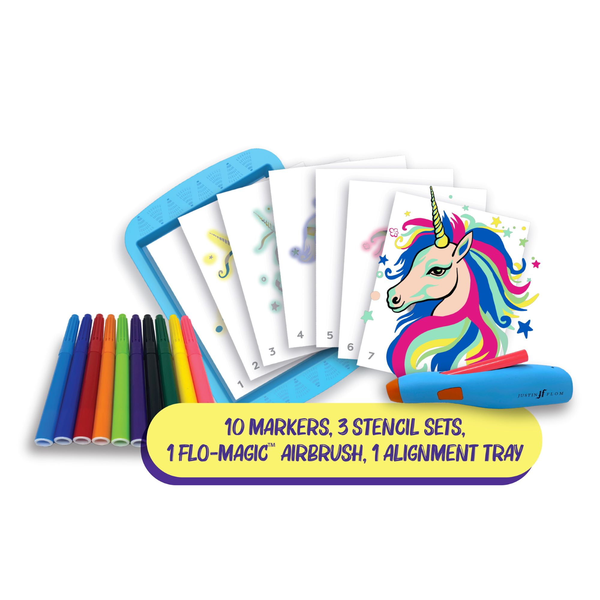 Flo-Magic Kids Enchanted Series Airbrush Marker Kit- 25-Piece Kit