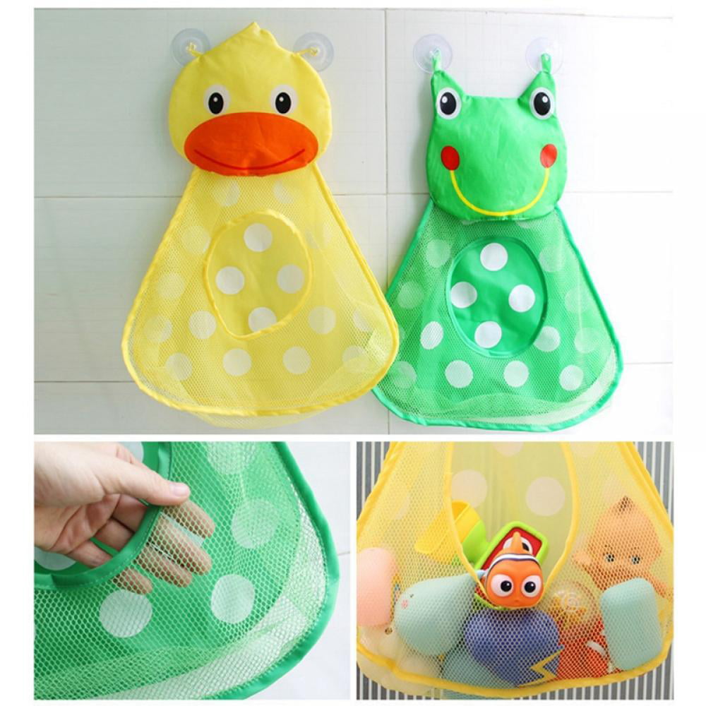 Quick Dry Kids Bathroom Net Bag Toy Organizer w/Suction Hooks Mesh Toy Storage 