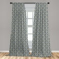 thumbnail image 5 of Ambesonne Floral Curtains, Abstract Ornament Tile, Pair of 28"x84", Dark Blue Pale Mustard, 5 of 5