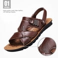 thumbnail image 4 of Men's Leather Sandals, Summer Comfortable Open Toe Outdoor Hiking Sandals Sport Fisherman Sandals Waterproof Beach Sandals, 4 of 8