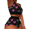 thumbnail image 4 of Conjunto de dobladillo con volantes y bloques de colores con estampado informal para mujer, traje de chaleco con tirantes sexy para el hogar Pompotops  qwe22560, 4 of 7