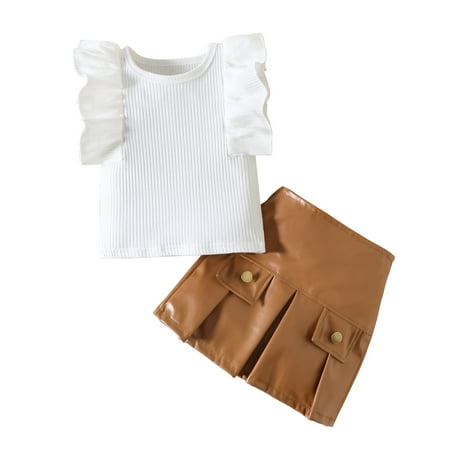 

Outfit Baby Girl Kids Girls Clothes Set Print Short Sleeve Crew Neck T-Shirts Tops and Print Pants 2Pcs Suit(White 4-5 Years)