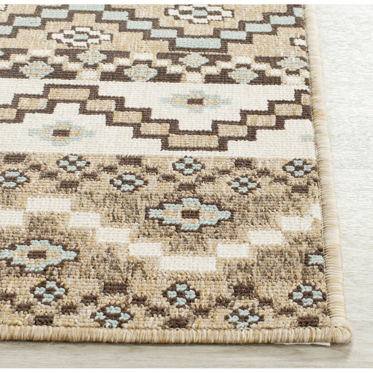 SAFAVIEH Veranda Luwig Southwestern Indoor/Outdoor Runner Rug, 2'3" x 8', Grey/Beige
