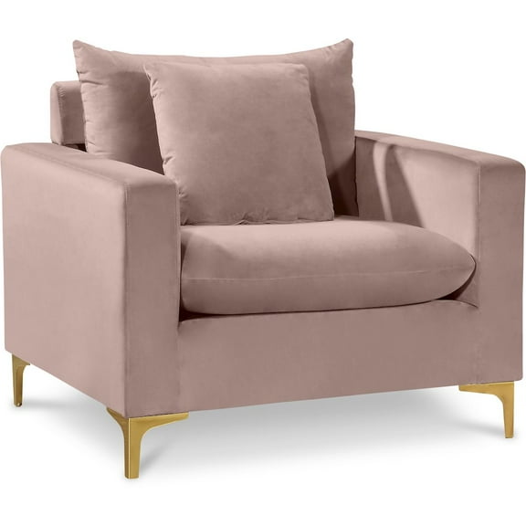 Meridian Furniture Naomi Velvet Accent Chair in Pink