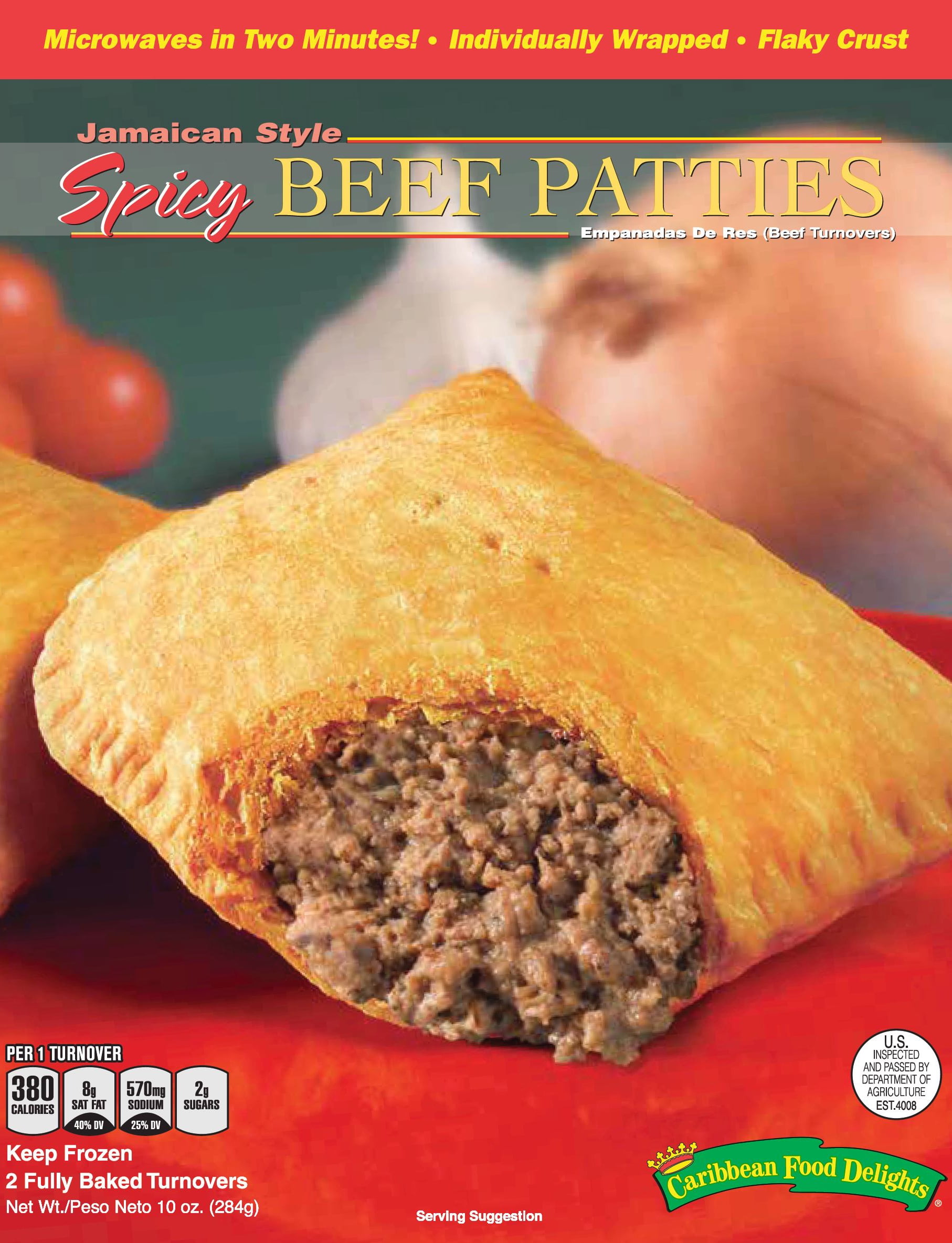 Caribbean Food Delights-Jamaican Style Spicy Beef Patties-10 oz., 2 - 5 oz. Individually Wrapped Frozen Patties