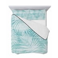 thumbnail image 7 of Quilts Twin Size Bedding Set, Teal Palm Leaves Lightweight Quilted Comforter, Summer Tropical Botanical Coastal Soft Reversible Bedspread Coverlet with Pillow Covers for All Season, 68" x 86", 7 of 7
