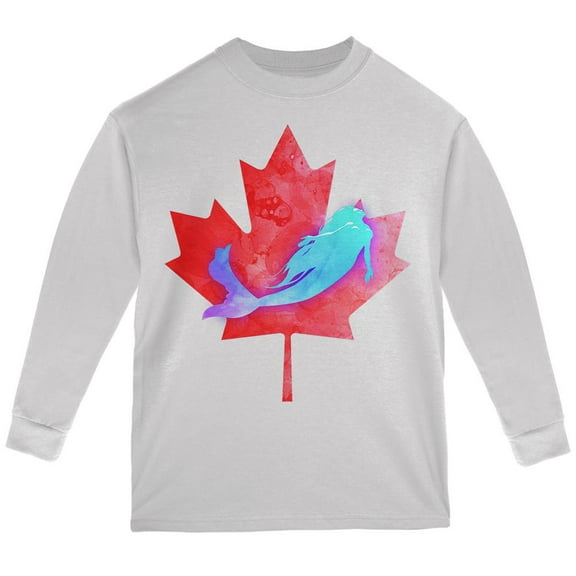 Canadian Mermaid Youth Long Sleeve T Shirt White YSM