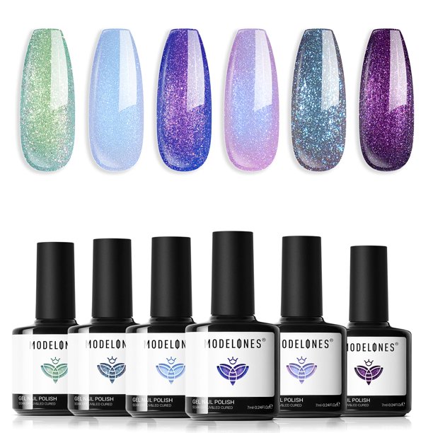 Set de esmaltes de uñas en gel modelones Chameleon, 6 colores, 7 ml