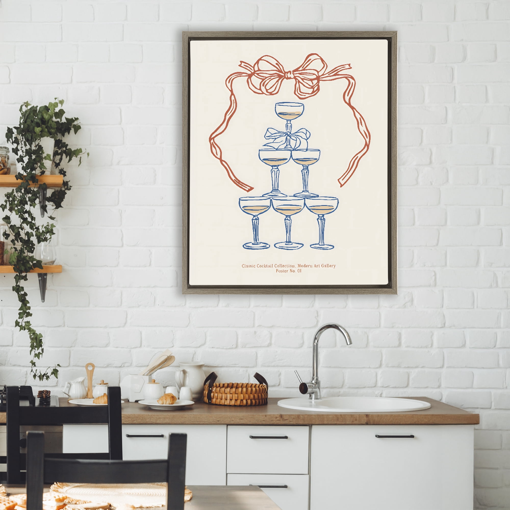 Stupell Industries Classic Cocktail Tower Brown Framed Floater Canvas Wall Art, design by The Prints Vibe