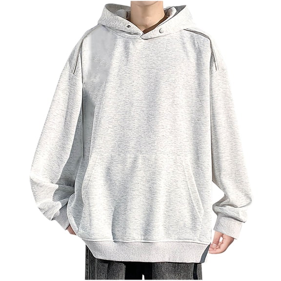 cfhntfmh Mens Hoodie Sweatshirt Loose Fit Fashion Pullover Hoodie Casual Long Sleeve Hooded Sweatshirt with Pocket(White,X-Large)