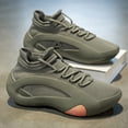 thumbnail image 4 of Men's Casual Sneakers - Olive Green Low-Top Lace-Up Shoes with PU Upper & PVC Sole, Breathable Fabric Lining for Outdoor Hiking, Running, Streetwear - All-Season Comfort, Hiking Footwear, 4 of 9
