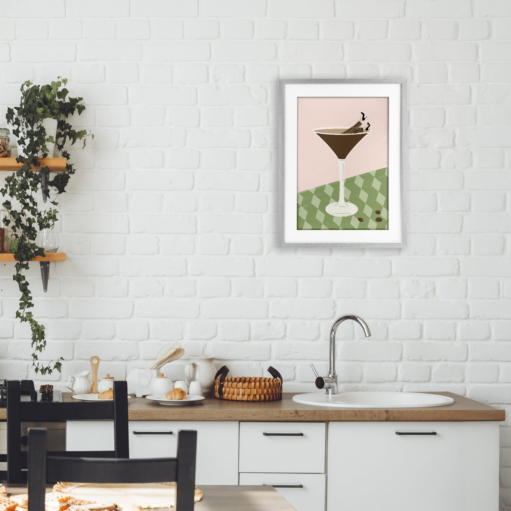 Stupell Industries Glam Martini Splash Gray Framed Print Under Glass, design by Emily Navas