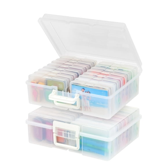 IRIS USA 4" x 6" Photo Storage Craft Keeper, 2 Pack, Main Container with 16 Organization Cases for Pictures, Crafts, Scrapbooking, Stationery Storage, Protection and Organization