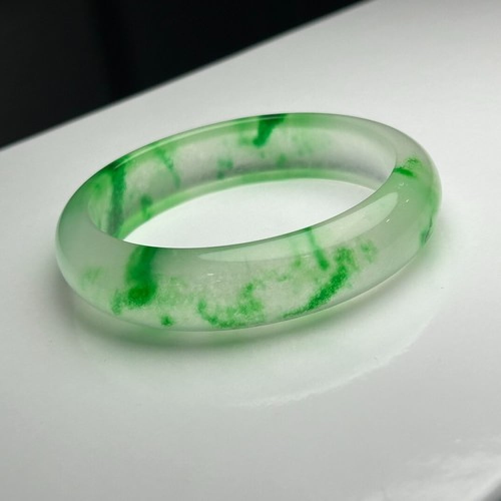 Real Natural Grade AAA Ice Green Flower Myanmar Jade jadeite bracelets