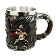 Atlantic Collectibles Pirates of Caribbean Seas Bandana Skull With Cross Swords Tankard Coffee Beer Mug Cup by Atlantic Collectibles
