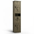 thumbnail image 7 of PORKISS Floor Storage Cabinet, Wood Pantry Cabinet with Doors and Drawer, Freestanding Narrow Bathroom Storage Organizer with Adjustable Shelves for Kitchen, Bathroom, Living Room, Grey, 7 of 7