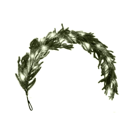 Pre-Lit Norfolk Artificial Rattan Garland – LED Lights for Christmas Mantel, Mirror & Home Accents