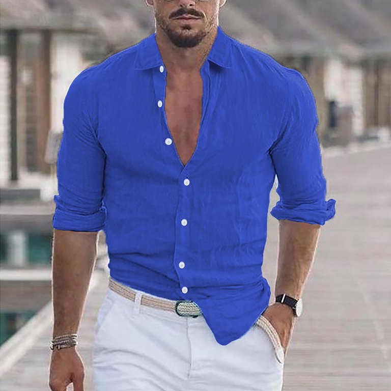 new years dress shirts Mens Button Down Shirt Robes Big Shirts New Years Eve Shirt Men Soft T Long  Sleeve Undershirt for Men Linen Clothes S T Shirts Casual Fitted Dress  Sleeve Top Long Male Summer