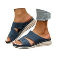 thumbnail image 2 of MKLEKYY Sandalias para Mujer, Cómodas, Informales, Con Punta Abierta y Tacón de Cuña, para Primavera, Verano y Otoño, para Uso Diario Con Pantalones Cortos y Vaqueros., 2 of 4