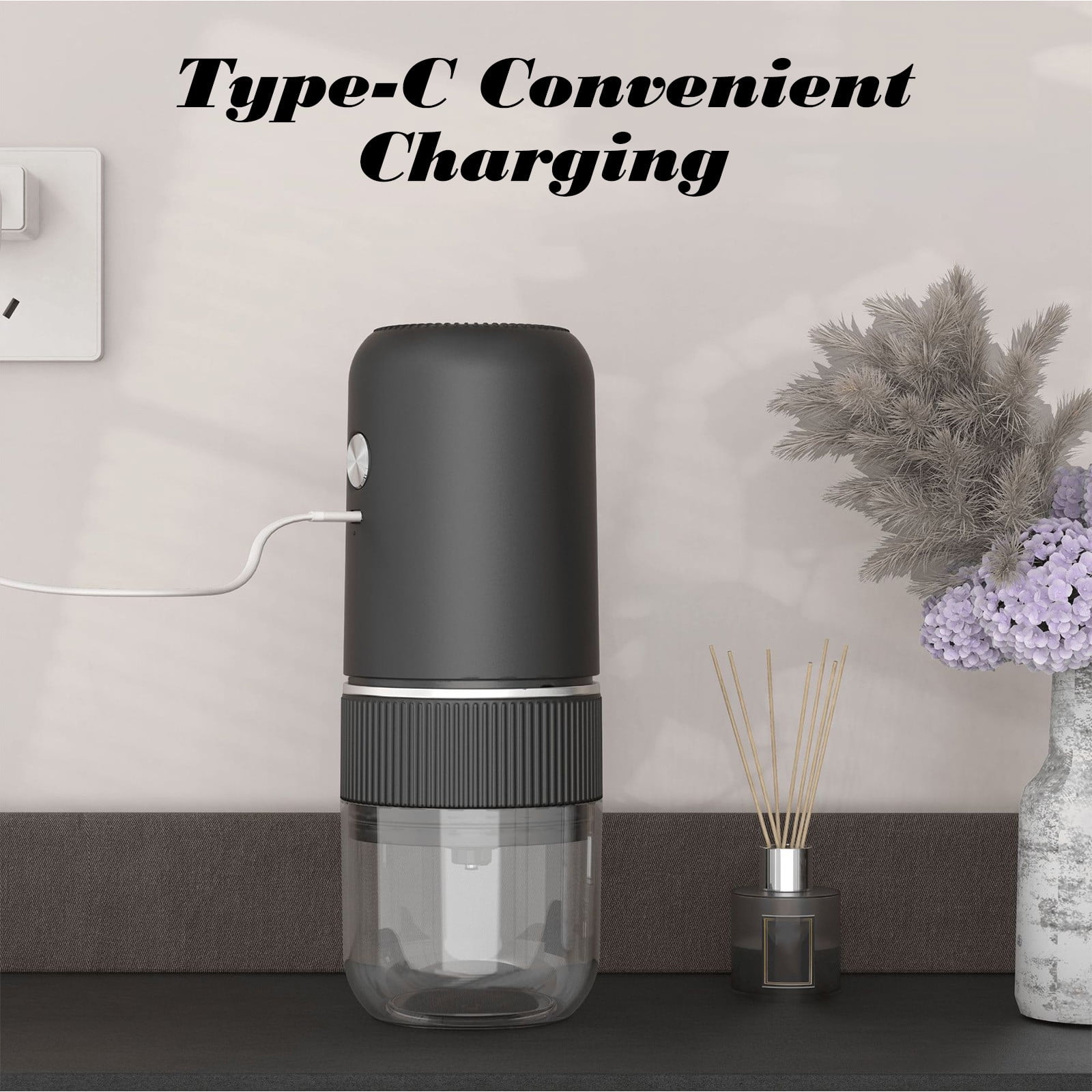Kuroiy Wireless Rechargeable Portable Coffee Grinder | Precision Adjustable Grind Size | Ceramic Burr Core | Compact Lightweight Design | USB Cable Included | White | 7.2x7.2x17.8cm