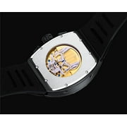 GUANQIN Men Automatic Wrist Watch Skeleton Tourbillon Tonneau Design Waterproof Adjustable Silicone Strap Business Luminous Sapphire Crystal Multifunction Clock