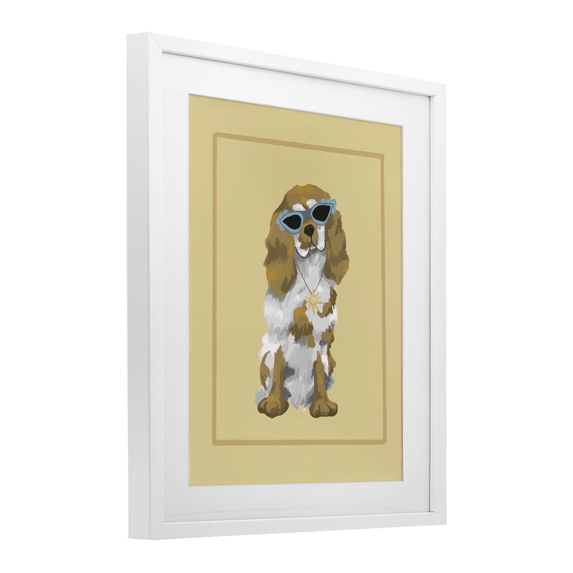 Stupell Industries Coolest Dog & Sunglasses White Framed Print Under Glass, design by Sadie Harper
