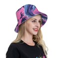 thumbnail image 5 of Kll Hawaiian Beach Dolphin Bucket Hat for Women Men Packable Travel Beach Sun Hat Outdoor Rave Accessories Reflective Fisherman Cap, 5 of 6
