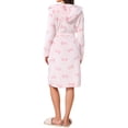 thumbnail image 3 of INSPIRE CHIC Women's Fleece Robe with Hood Cute Heart & Bow Pattern Fluffy Long Sleeve Spa Bathrobe Lightweight Sleepwear L Pink Bow, 3 of 6