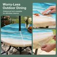 thumbnail image 5 of Round Outdoor Tablecloth with Umbrella Hole and Zipper, Teal Blue Beach Coastal Tablecloth with Elastic Waterproof, Summer Nautical Seaside Ocean Ombre Patio Table Covers for 36" - 44" Pool Tables, 5 of 9