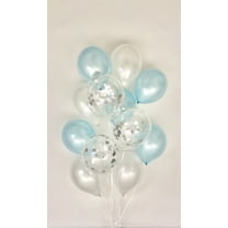 Sweet Moon 12 Piece Latex Balloons Bouquet - Baby Shower, Bridal Shower, Eid, and Ramadan Party Decoration (Baby Blue)