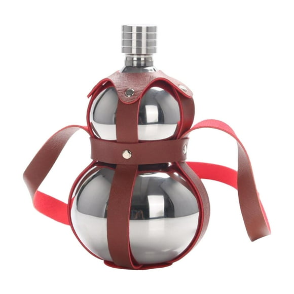 Gourde de Fuite, Pichet, Housse en Cuir Portable, Acier Inoxydable pour Barbecue Extérieur Bateau Noël Pendaison de Crémaillère - 1.5L