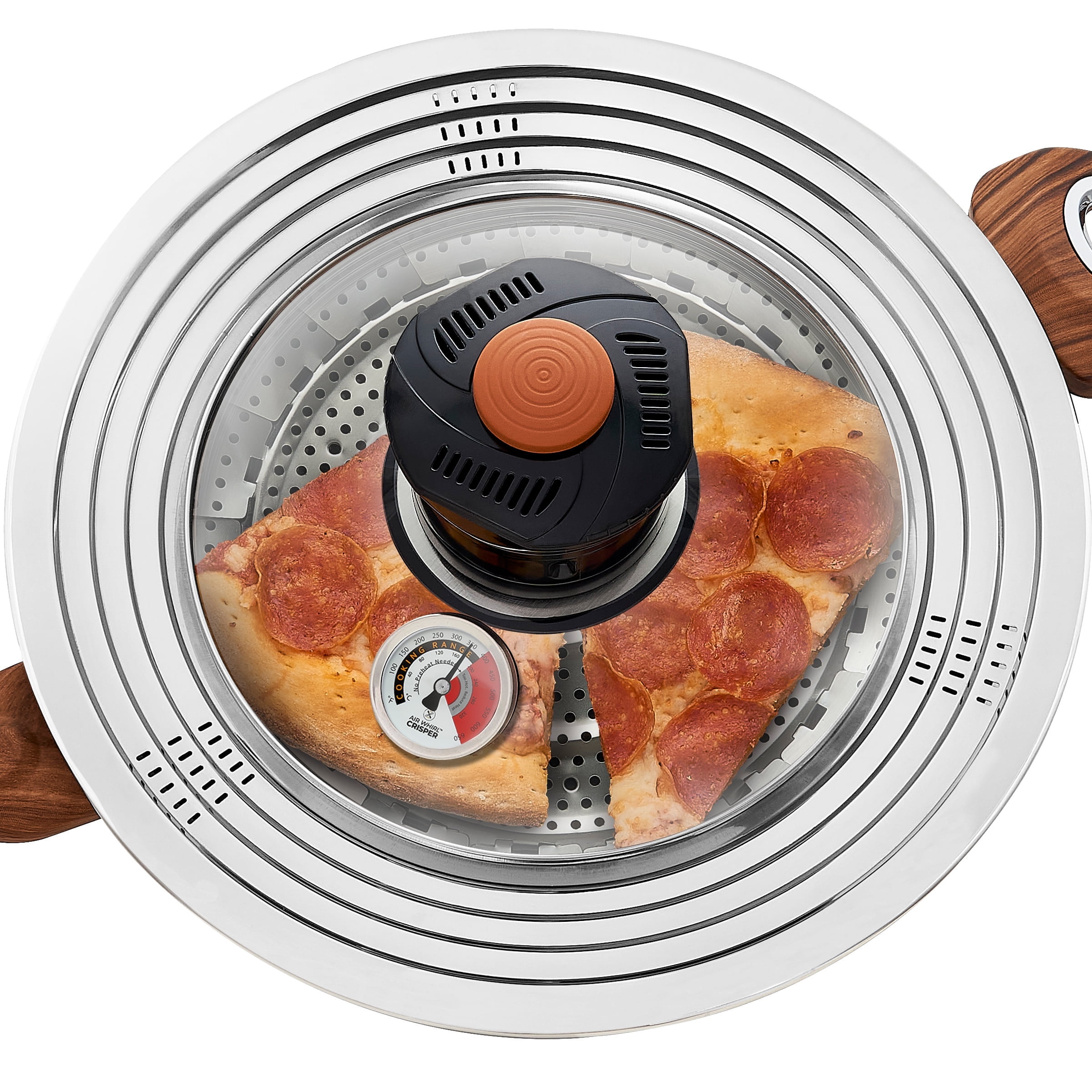 Air Whirl Crisper New Air Fryer Lid for Pots & Pan, Capacity Fits 10 to 12 inch, Silver