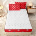 thumbnail image 4 of Erosebridal Oversized Retro Polka Dot Zipper Twin Comforter Sets with Fitted Sheet and 2 Pillowcases,Large White Circle Grid Print Zipper Bedding Set,Scarlet White,4-Piece,Reversible, 4 of 6