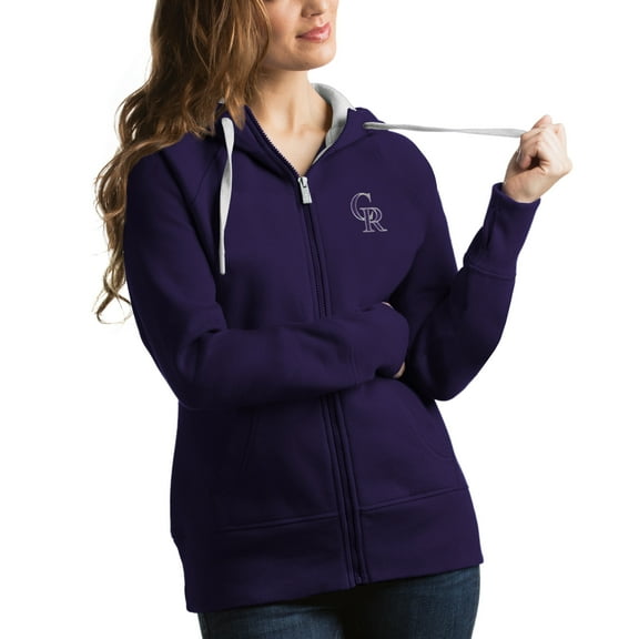 Women's Antigua Purple Colorado Rockies Victory Full-Zip Hoodie