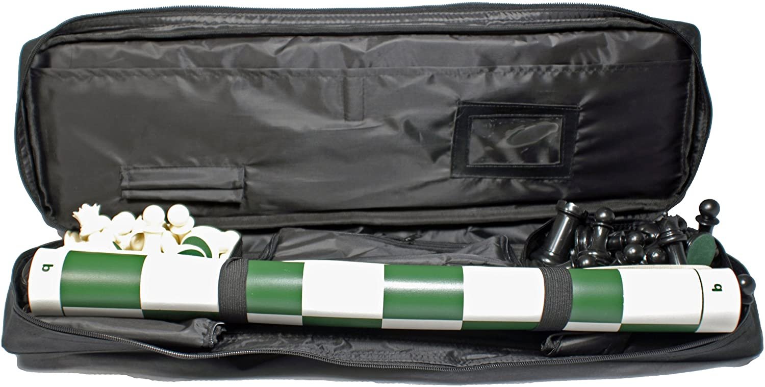 WE Games Complete Tournament Triple Weighted Chess Set, Green Roll-up Board
