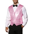 thumbnail image 4 of INSPIRE CHIC Shiny Sequin Vest for Men's V-Neck Party Sleeveless Suit Waistcoat S Pink, 4 of 5
