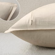 Fancy Homi 2 Packs Natural Beige Decorative Linen Soild Throw Pillow Covers 18x18 Inch for Living Room Couch Bed sofa, soft Square Farmhouse Vintage Cushion Cases Modern Home Décor, Cream 45x45 cm