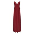 thumbnail image 3 of Women Summer 2025 Maxi Dress High Slit Deep V Neck Vacation Spaghetti Strap Casual Boho Sundress Wear To Cocktail, 3 of 4