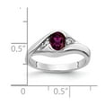thumbnail image 2 of Solid 14k White Gold 6x4mm Oval Rhodolite Garnet January Red Gemstone Diamond Engagement Ring Size 7.5 (.058 cttw.), 2 of 3