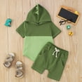 thumbnail image 2 of Toddler Boys Dino Graphic Hooded T-Shirt and Shorts Set 2-Piece Playwear Outfit for Active Kids Dinosaur Themed Casual Wear, 2 of 4